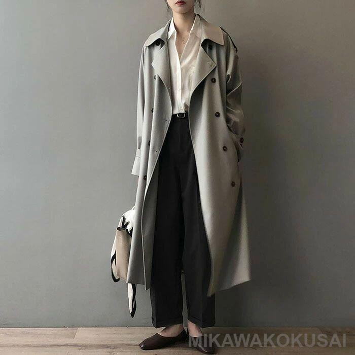 新品トレンチMサイズ　スプリングコート ロングコート シンプル　アウター 通勤 hs-cg-025-h1.jpg