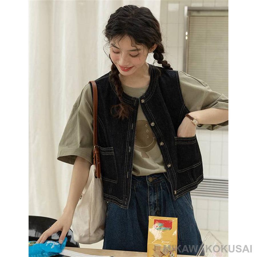 ラドアッシュ　新作デニムベスト新品 デニム ベスト レディース 新作 綿 コットン コート 無地