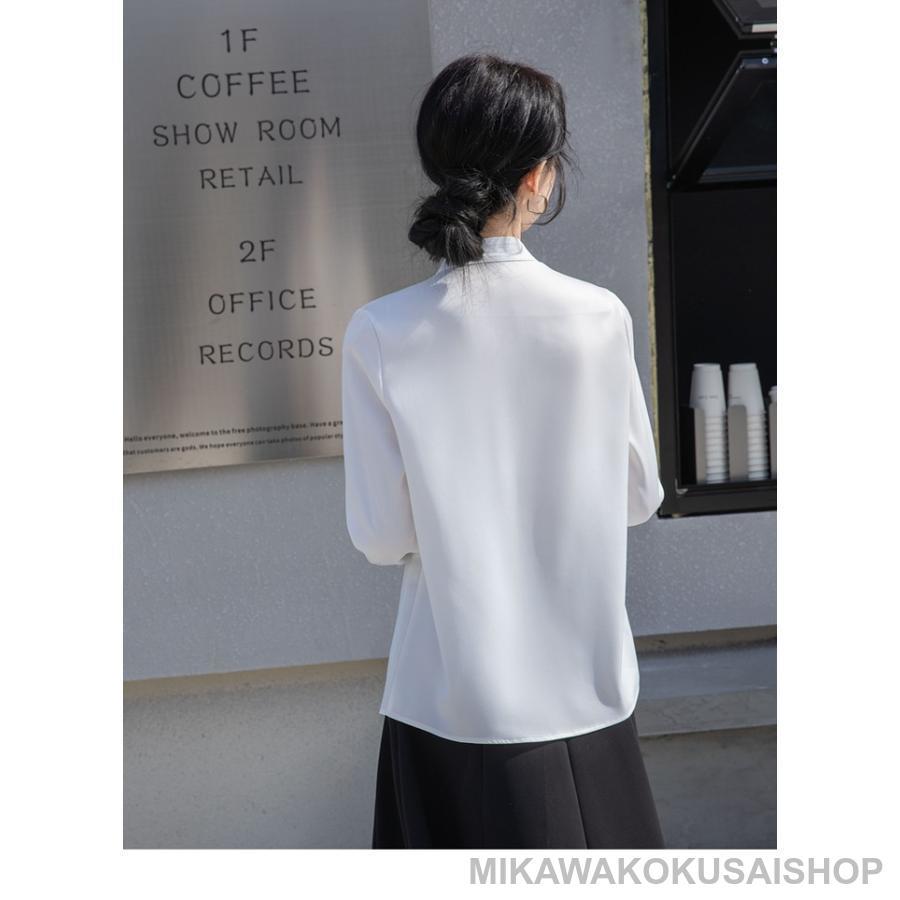 ブラウス シャツ レディース トップス 長袖 大人 ホワイト