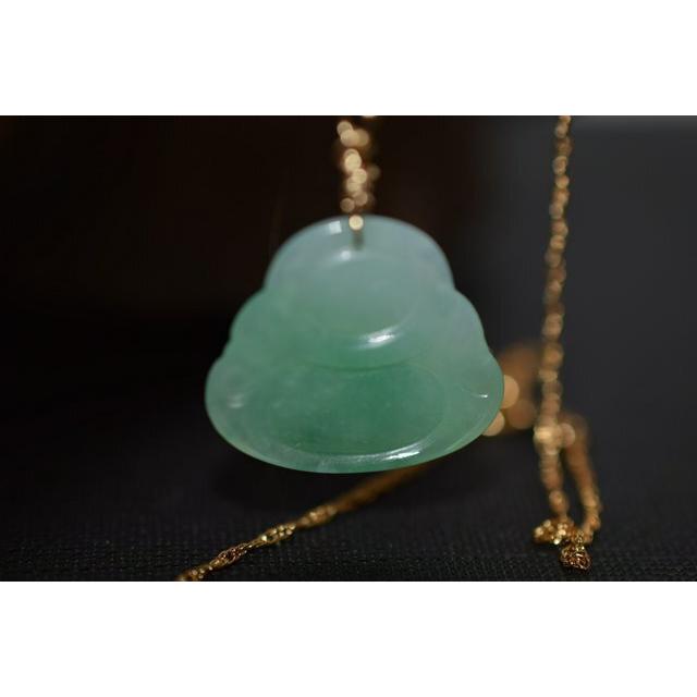 186-14 天然翡翠 ペンダント ネックレス メンズ 硬玉 みろくぼさつ