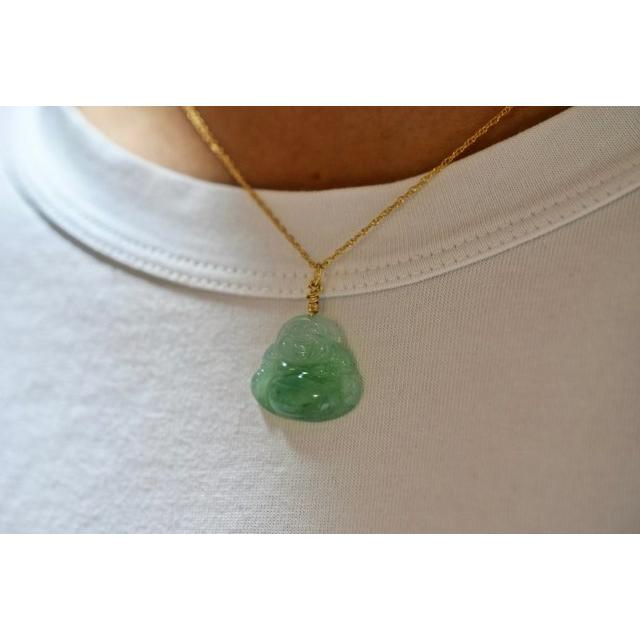 186-14 天然翡翠 ペンダント ネックレス メンズ 硬玉 みろくぼさつ