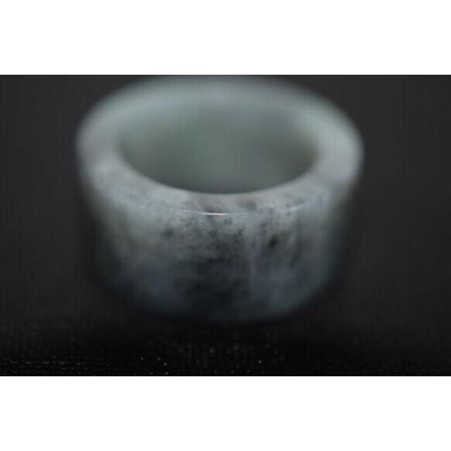 238-41 美品 18.0号 天然 A貨 黒 グレー 翡翠 リング 板指 広幅 指輪 