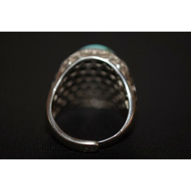 85-1 上品 大玉 一粒 本物 天然 トルコ石 メンズ リング ターコイズ 