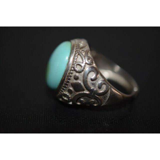 85-1 上品 大玉 一粒 本物 天然 トルコ石 メンズ リング