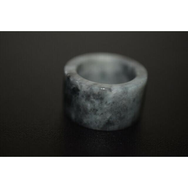 134-29 美品 19.0号 天然 翡翠 グレー リング 板指 広幅 指輪 硬玉 