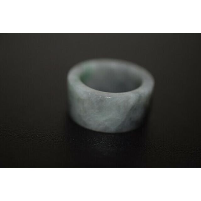 134-36 美品 18.0号 天然 翡翠 グレー リング 板指 広幅 指輪 硬玉 