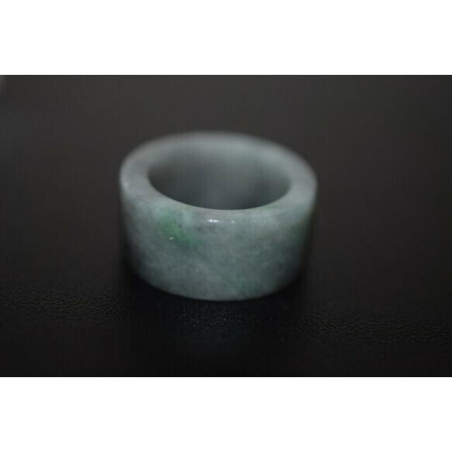 134-36 美品 18.0号 天然 翡翠 グレー リング 板指 広幅 指輪 硬玉 