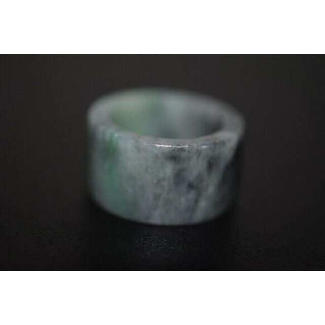 131-26 特売 21.0号 天然 翡翠 青緑 リング 板指 広幅指輪 馬鞍