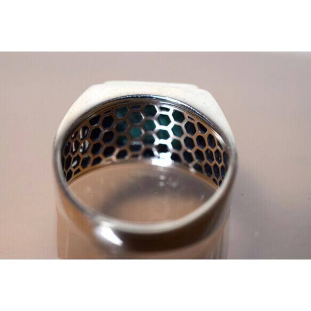 08 上品 天然 トルコ石 メンズ リング 四角 長方形 緑 青 ターコイズ 