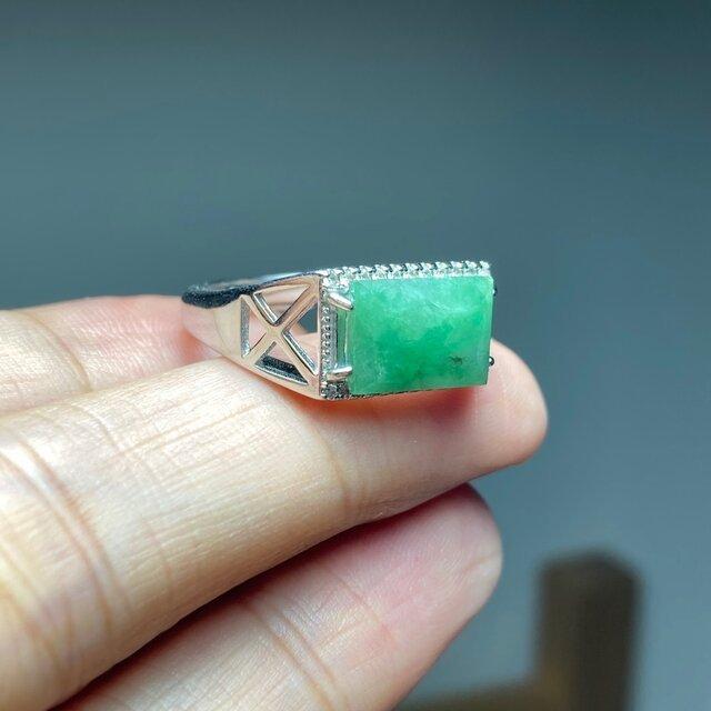 A47 特売 シルバー 天然 緑 翡翠 リング 指輪 レディース 父の日