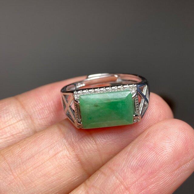 A47 特売 シルバー 天然 緑 翡翠 リング 指輪 レディース 父の日