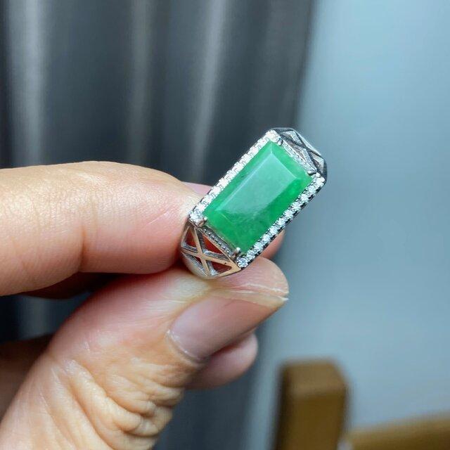 A57 特売 シルバー 天然 緑 翡翠 リング 指輪 レディース 父の日