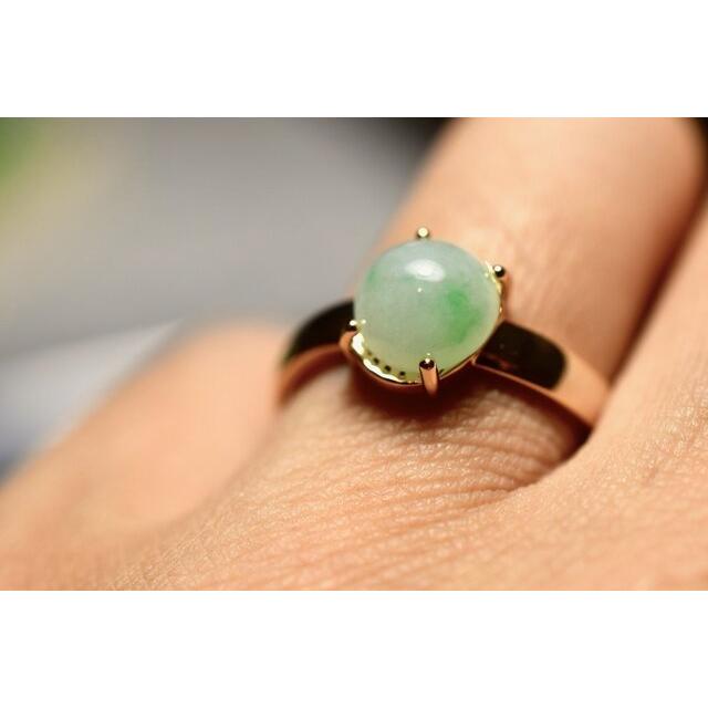B04 特売 天然 薄白緑 本翡翠 ミャンマー リング 指輪 レディース