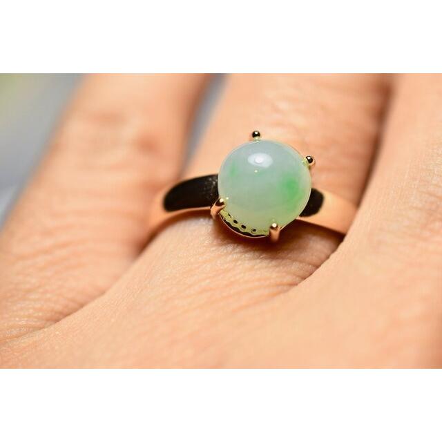 B04 特売 天然 薄白緑 本翡翠 ミャンマー リング 指輪 レディース