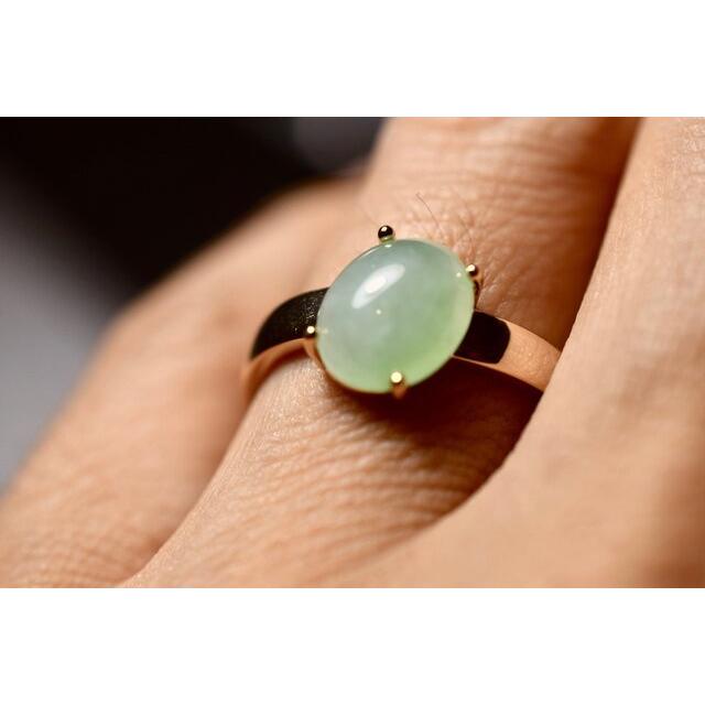 翡翠アイスジェイドジェイド氷翡翠18kリング指輪ミャンマーA貨翡翠