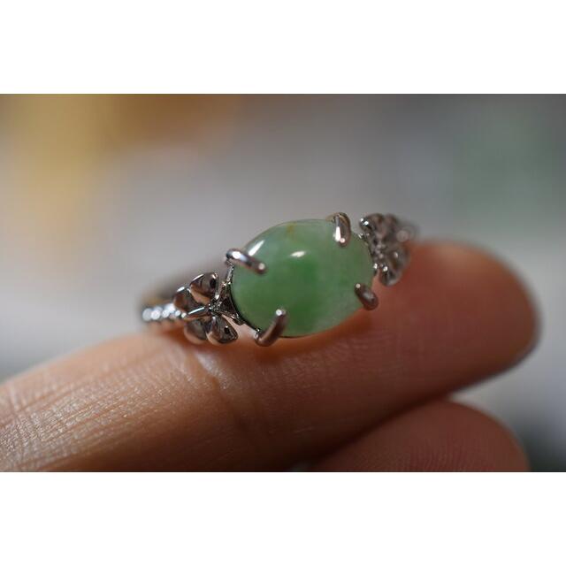 D145 特売 一点物 ミャンマー産 天然 三彩 A貨 本翡翠 硬玉 蝶々リング