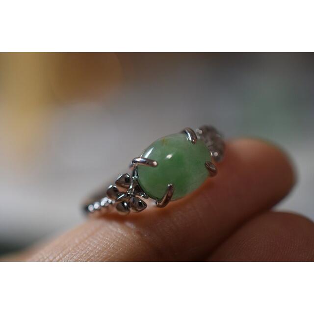 D145 特売 一点物 ミャンマー産 天然 三彩 A貨 本翡翠 硬玉 蝶々リング