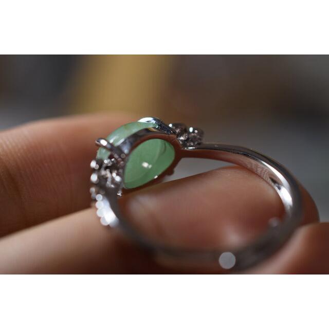 D145 特売 一点物 ミャンマー産 天然 三彩 A貨 本翡翠 硬玉 蝶々リング