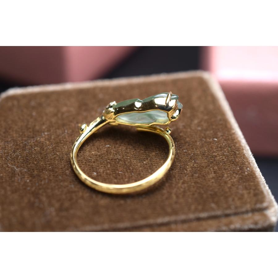 a12 受注製作 k18金イエローゴールド 天然 白木蓮 マグノリア 本翡翠