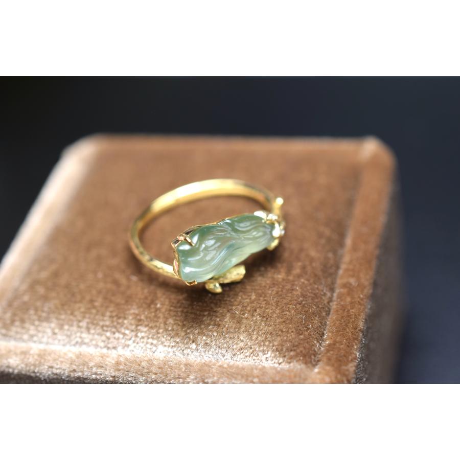a12 受注製作 k18金イエローゴールド 天然 白木蓮 マグノリア 本翡翠