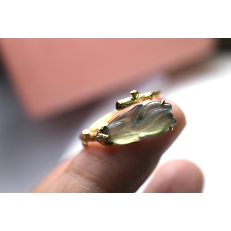 a12 受注製作 k18金イエローゴールド 天然 白木蓮 マグノリア 本翡翠