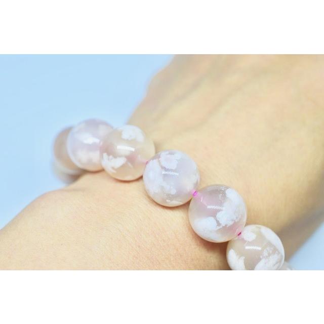 AAAA+級 最上品大玉桜瑪瑙 ブレスレット 16mm+ 内径5.5cm 6022 : Mika 