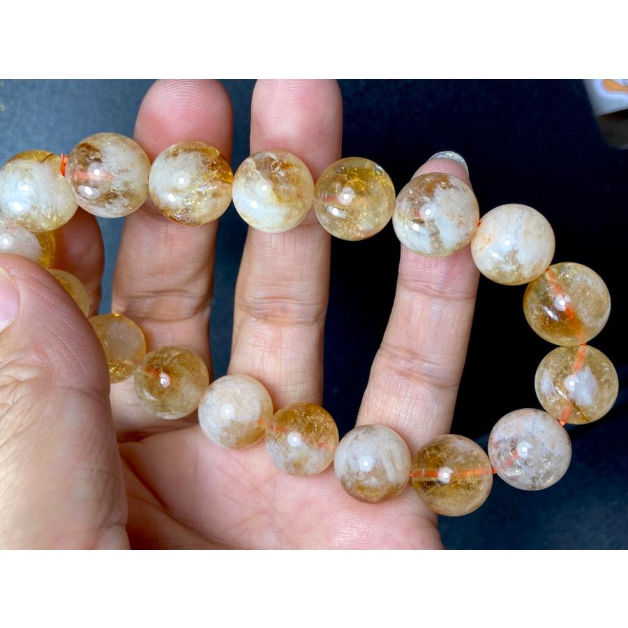 BR14 天然黄水晶 シトリン ミルキーシトリン ブレスレット 大粒