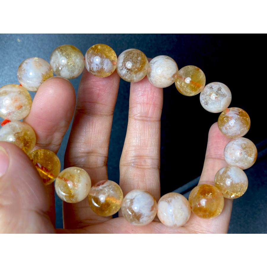 BR14 天然黄水晶 シトリン ミルキーシトリン ブレスレット 大粒 11月