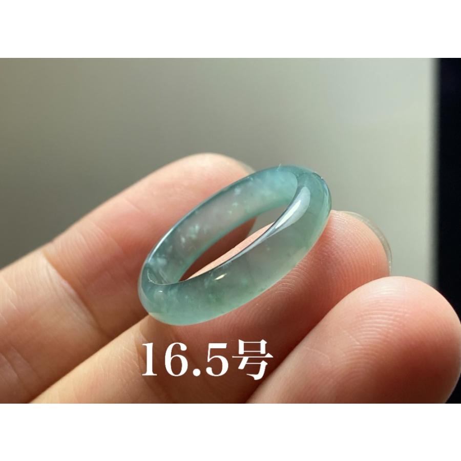 高品質　天然本翡翠 A貨 高氷種 藍水　冴える緑　くり抜きリング　9号 L9-11 氷藍緑 16.5号 天然グアテマラ産 A貨 本翡翠 くりぬき リング