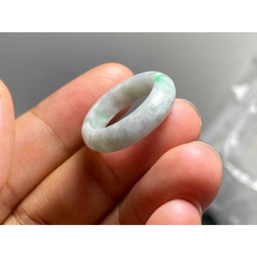 L9-130 美品 白底陽緑 13.5号 ミャンマー産天然 A貨 本翡翠 くりぬき