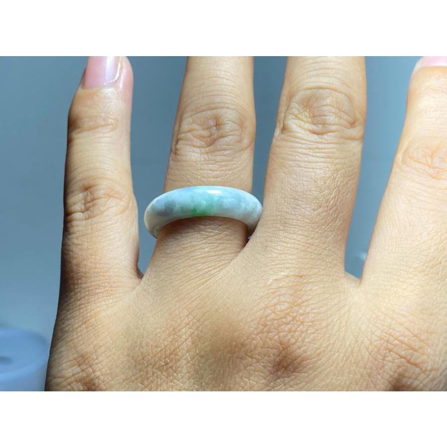 L9-130 美品 白底陽緑 13.5号 ミャンマー産天然 A貨 本翡翠 くりぬき