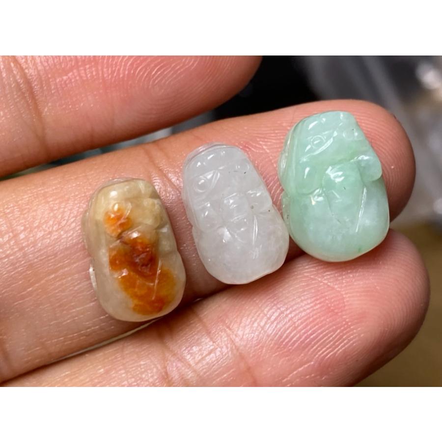 RS8-125 通穴 貔貅 赤翡翠 白瓷 薄緑 本翡翠 ミャンマー産 A貨 財布  