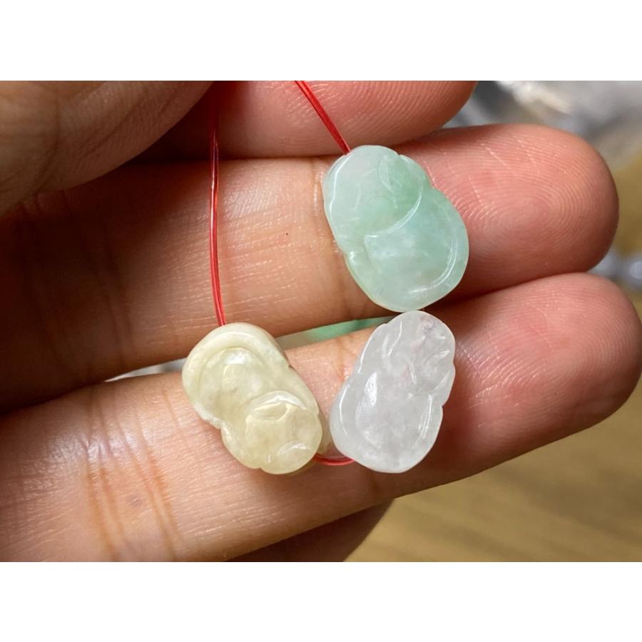 RS8-125 通穴 貔貅 赤翡翠 白瓷 薄緑 本翡翠 ミャンマー産 A貨 財布 