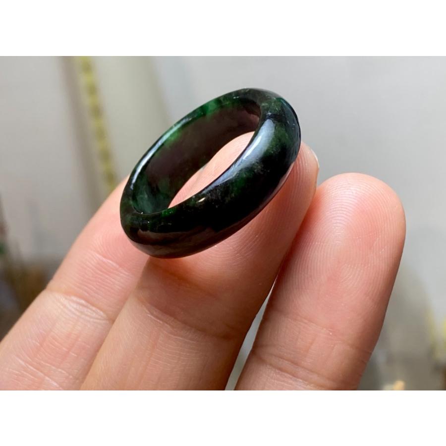 L10-38 一点物 黒緑 19.5号 ミャンマー産天然 A貨 本翡翠 くりぬき 