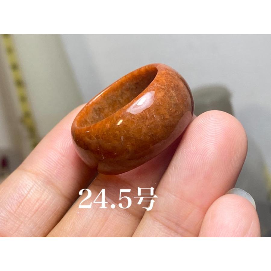 L10-43 広幅 赤翡翠 キャラメル色 24.5号 ミャンマー産天然 A貨 本翡翠 