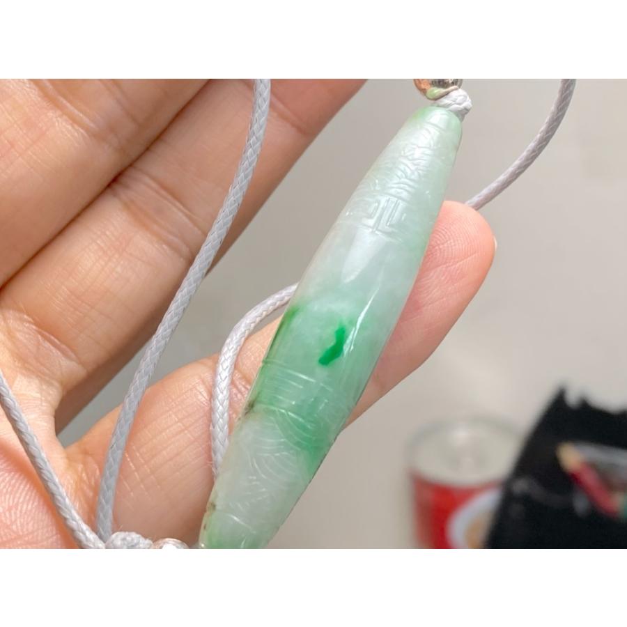 RS9-33 一点物 氷糯種 錦鯉 天珠 ペンダント 陽緑 ミャンマー産 A貨 本