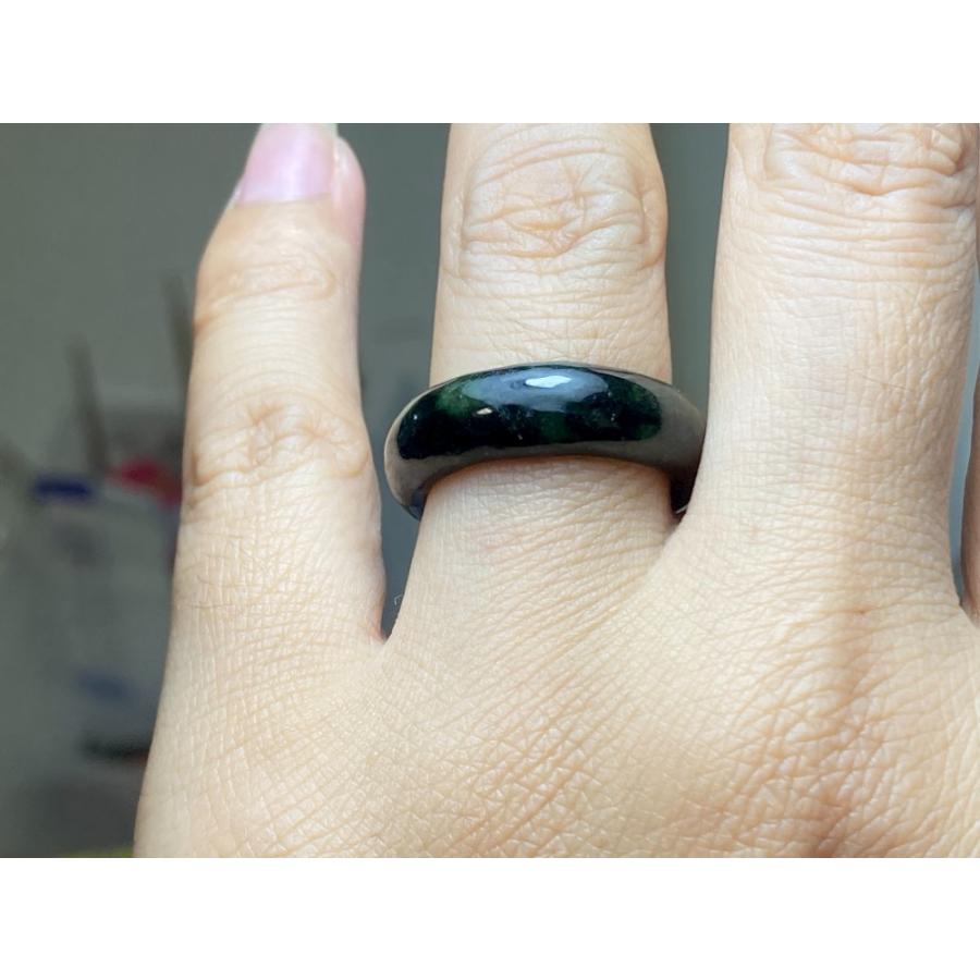 L11-118 一点物 黒緑 13.5号 ミャンマー産天然 A貨 本翡翠 くりぬき