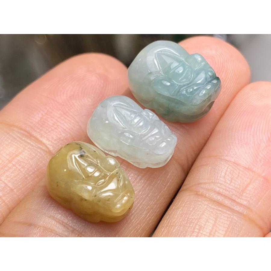 RS10-230 通穴 貔貅 本翡翠 ミャンマー産 A貨 財布貔貅 御守 : Mika 