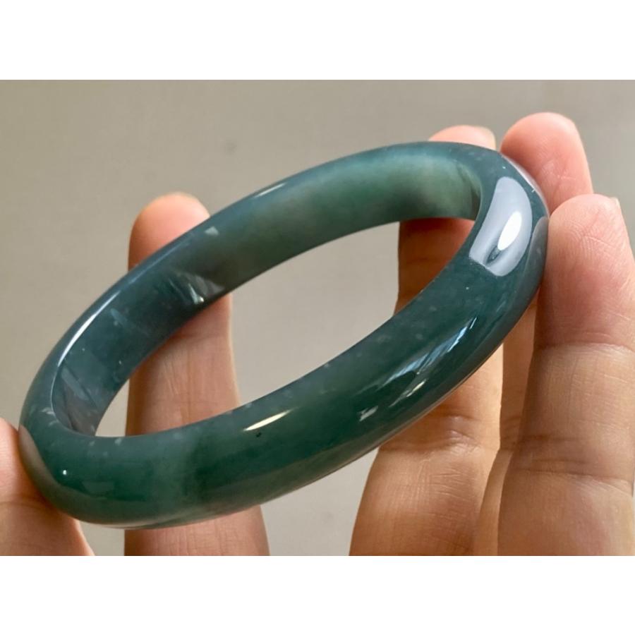 BG9-43 美品 糯氷種 灰藍色 60.8MM グアテマラ産 本翡翠 バングル