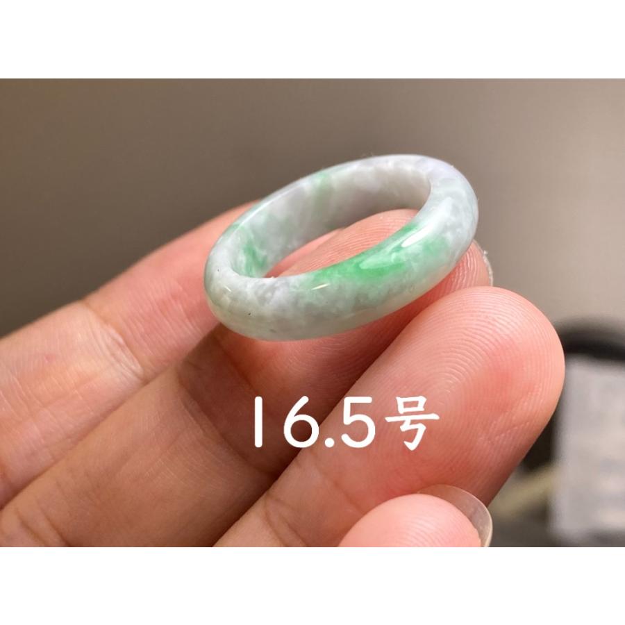 L13-196 美品 白底陽緑 16.5号 ミャンマー産天然 A貨 本翡翠 くりぬき