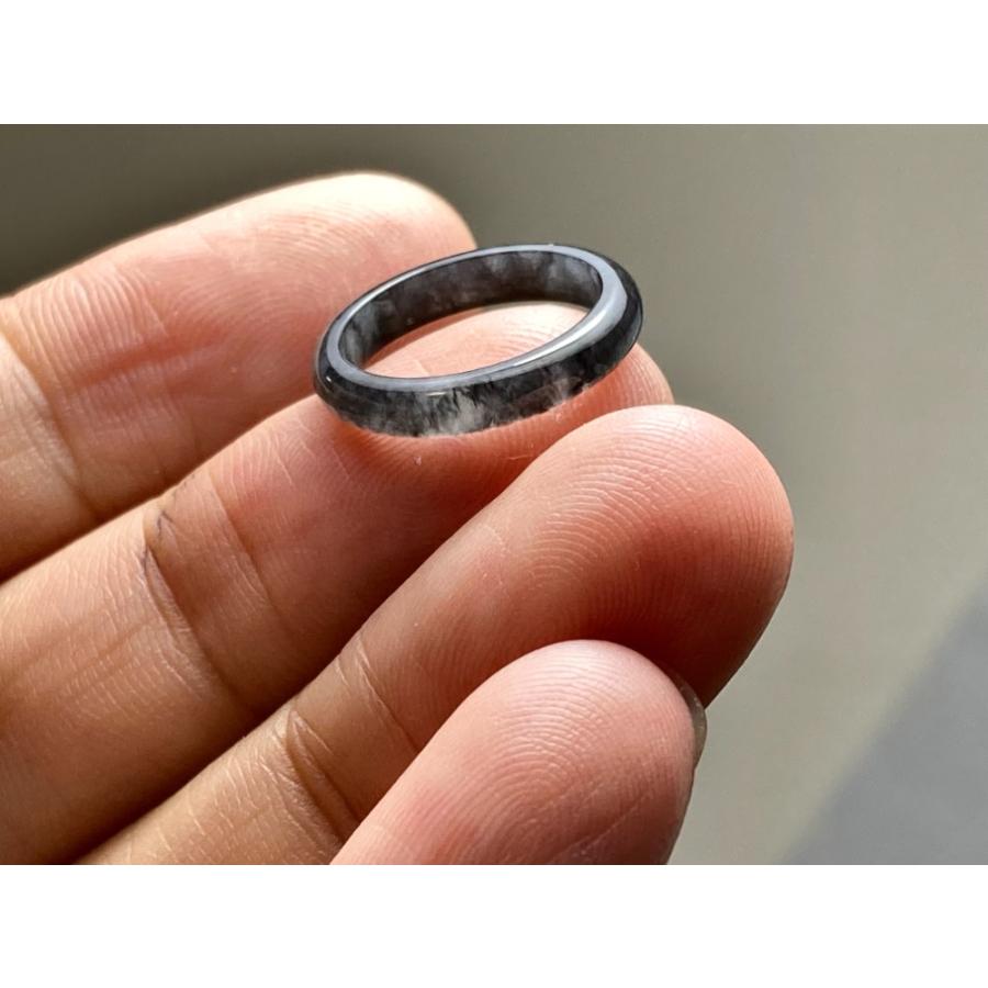 L14-73 ピンキーリング 黒翡翠 氷糯種 1.5号 グアテマラ産 A貨 本翡翠 