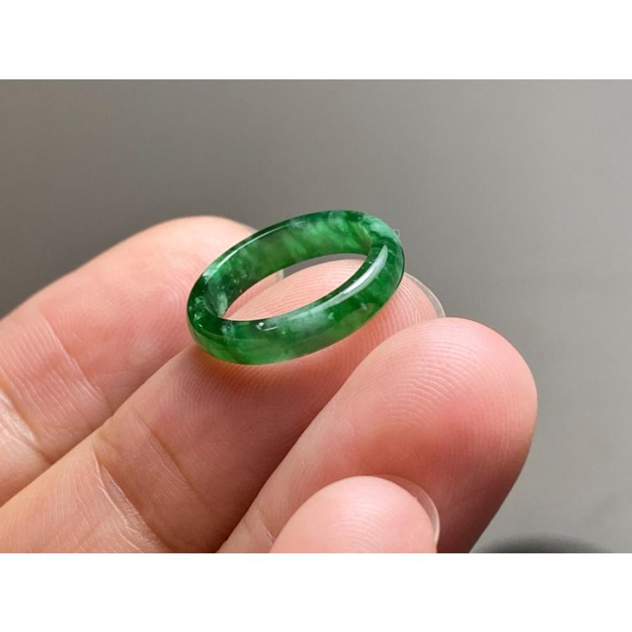 高品質　天然本翡翠 A貨 高氷種 陽緑　半山半水　くり抜きリング　13号 L14-173 ピンキーリング 氷種 深緑 1.5号 天然グアテマラ産 A貨 本翡翠