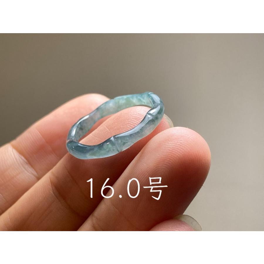 L15-25 氷種 竹節 リング 青色 16.0号 グアテマラ産 A貨 本翡翠 