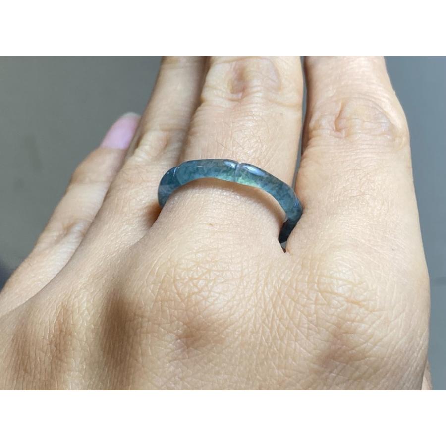 L15-71 氷種 竹節 リング 紺色 18.0号 グアテマラ産 A貨 本翡翠