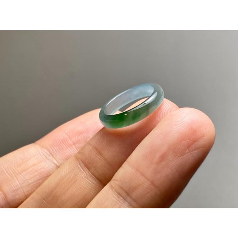 L15-200 ピンキーリング 氷種 1.5号 薄青深緑 グアテマラ産 A貨 本翡翠 