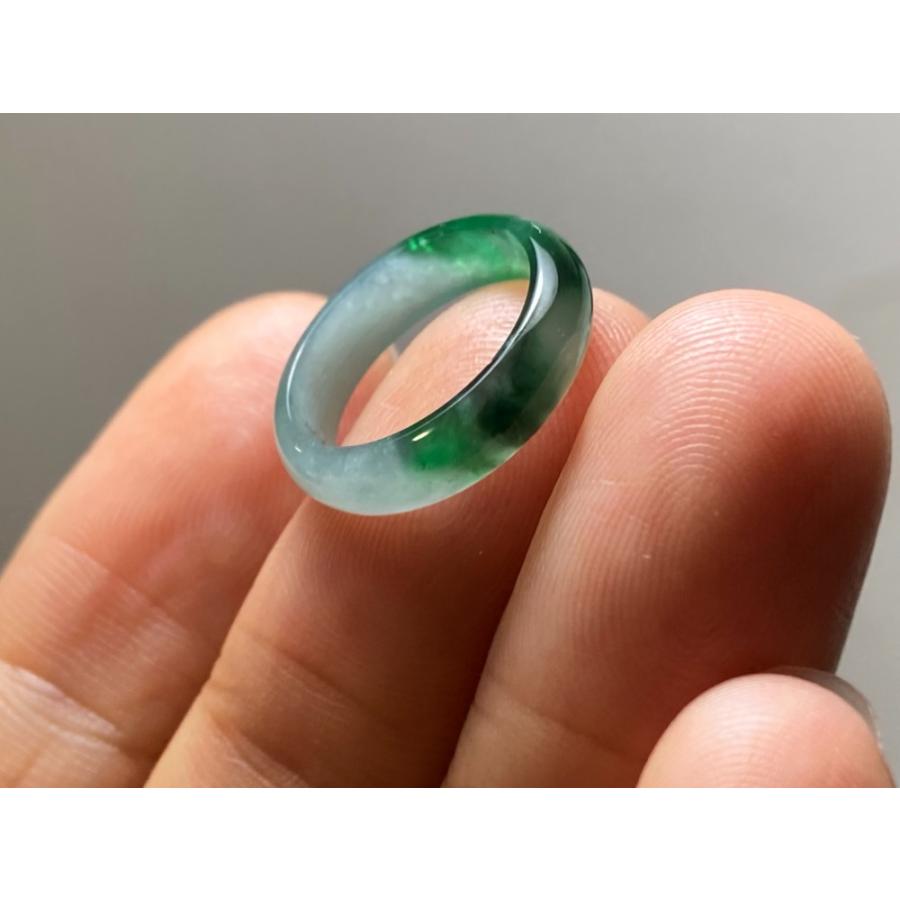 L15-202 ピンキーリング 氷種 1.5号 薄青深緑 グアテマラ産 A貨 本翡翠 