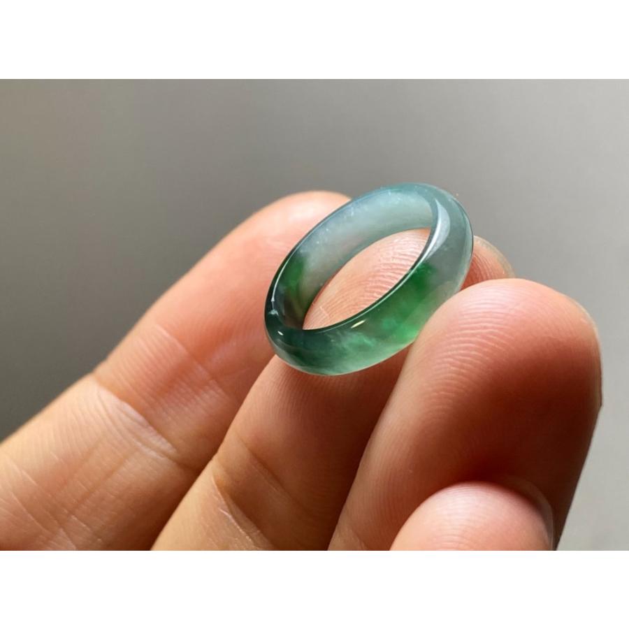 L15-202 ピンキーリング 氷種 1.5号 薄青深緑 グアテマラ産 A貨 本翡翠 