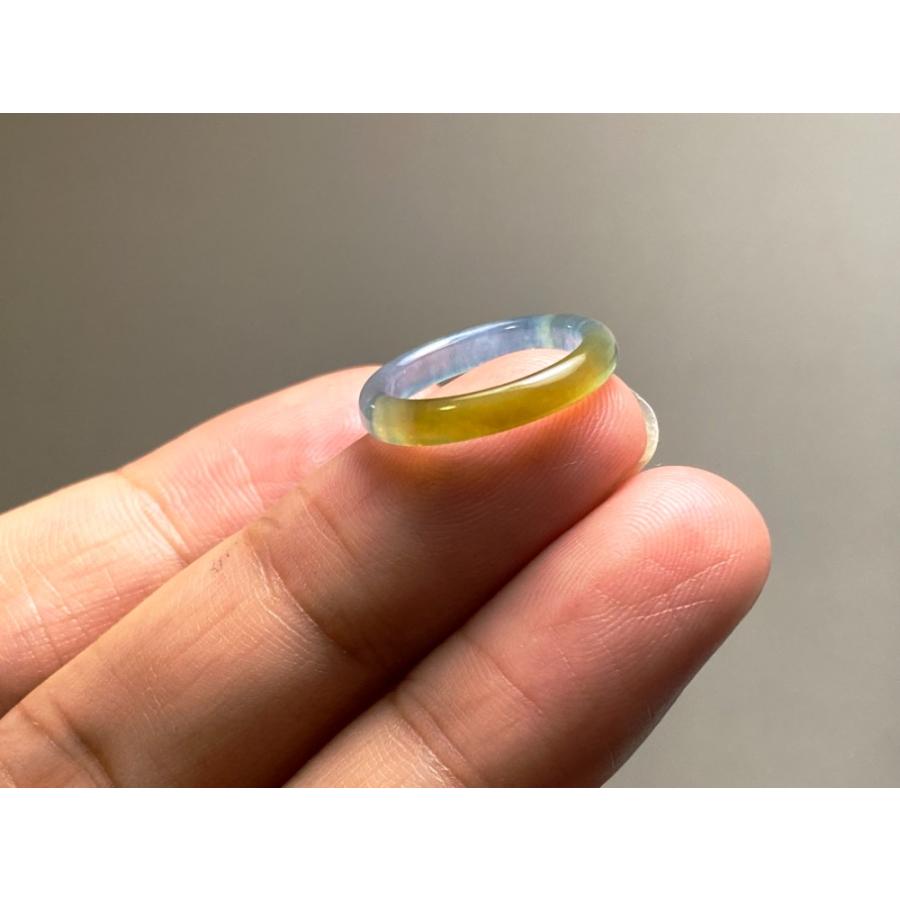 L17-96 上品 ピンキーリング 氷種 3.0号 黄翡翠 グアテマラ産 A貨 本
