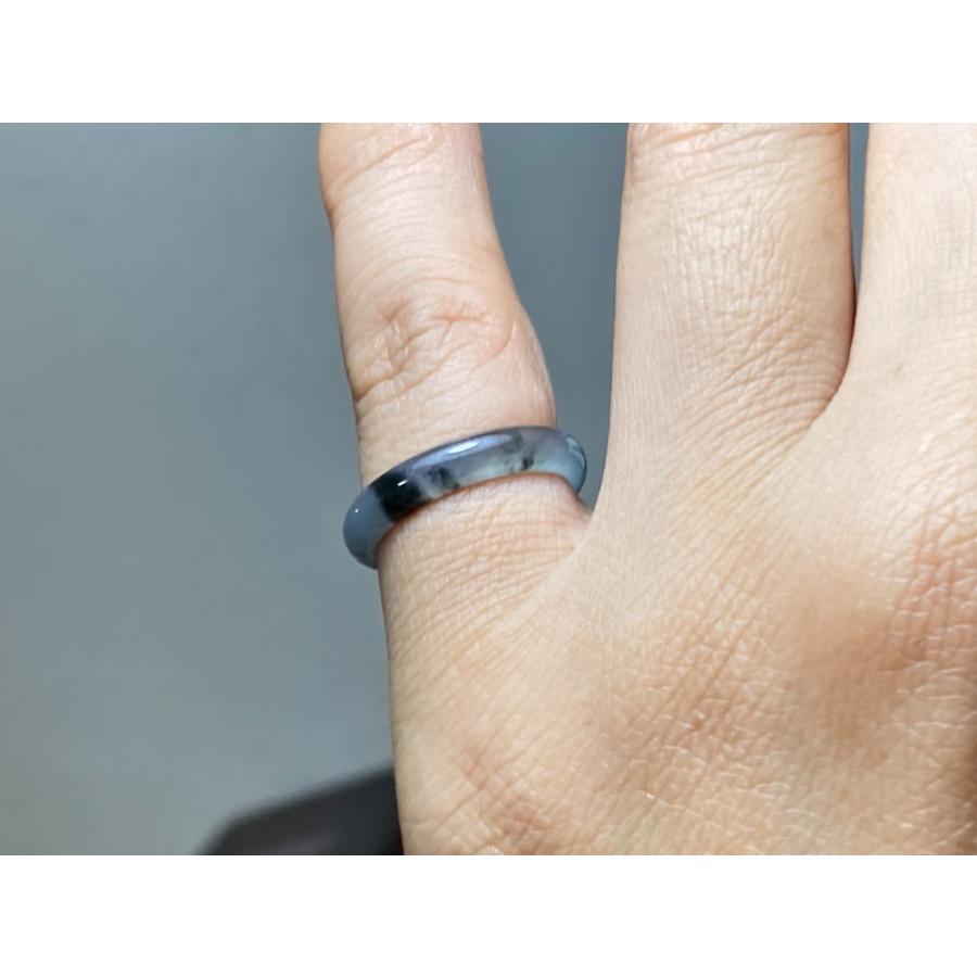 L18-15 ピンキーリング 黒翡翠 氷種 7.5号 グアテマラ産 A貨 本翡翠