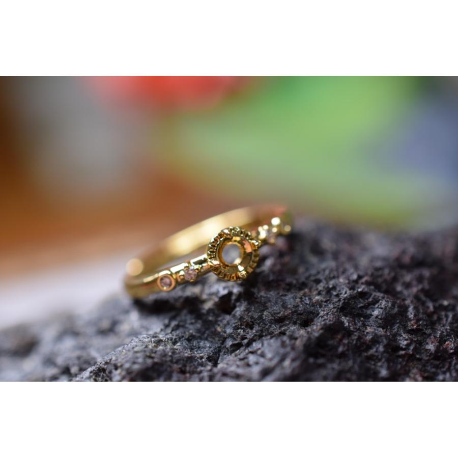 RG23-2 イエローゴールド 台座 上品 ミニリング枠 ルース 指輪 空枠 石